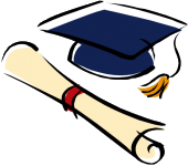 scholarship roll and graduation hat