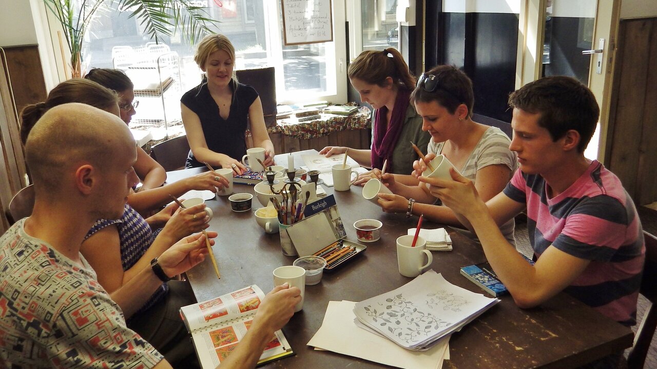 Students in ceramics workshop