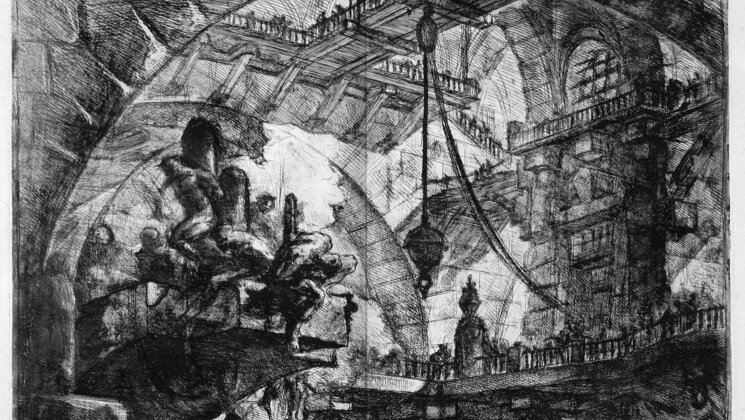 Giovanni Battista Piranesi - Le Carceri d'Invenzione - First Edition - 1750 - 10 - Prisoners on a Projecting Platform